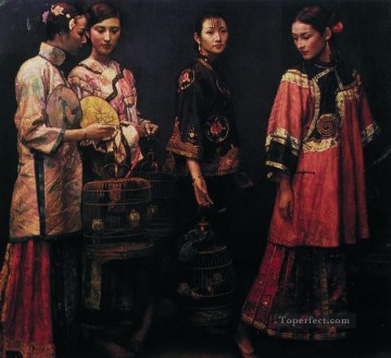 chicas chinas Painting - Bellezas para el camino 1988 Chica china Chen Yifei